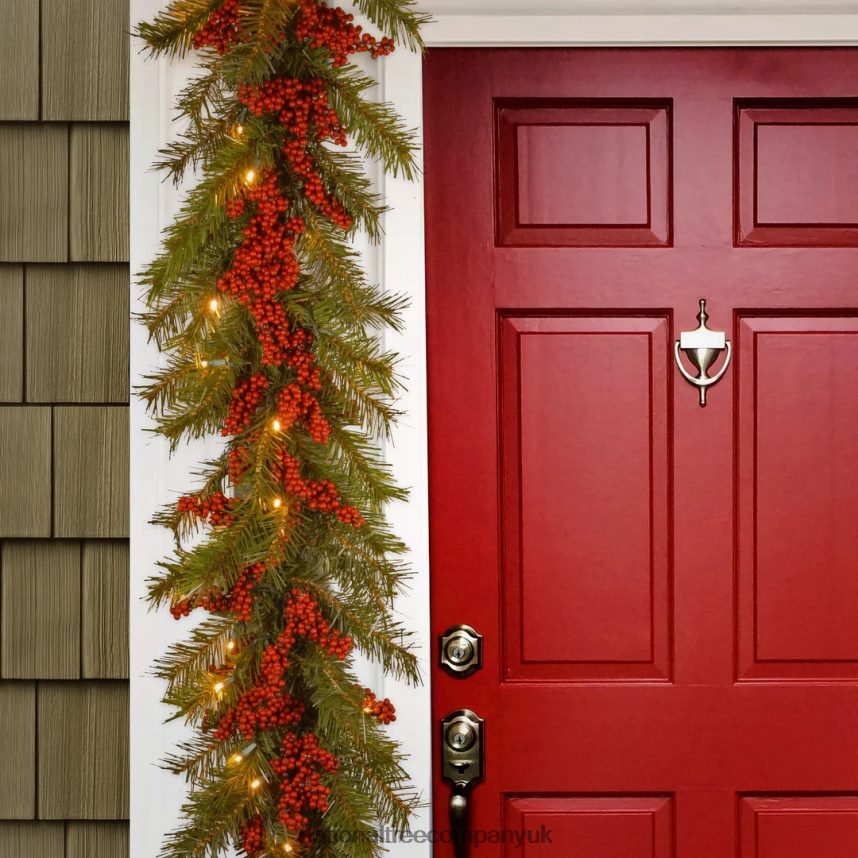 Greenery | National Tree Company Artificial Christmas Garland Green Valley Pine Decorated With Berry Clusters Christmas Collection 9 Feet F2L4F400